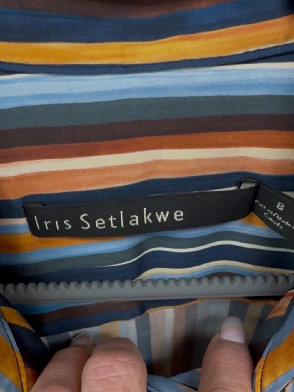 Iris Setlakwe Multicolor Vertical Stripe Button-Up Blouse size 8 - Picture 2 of 6